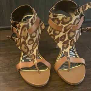 Sam Edelman Heeled Leopard & Tan Sandal